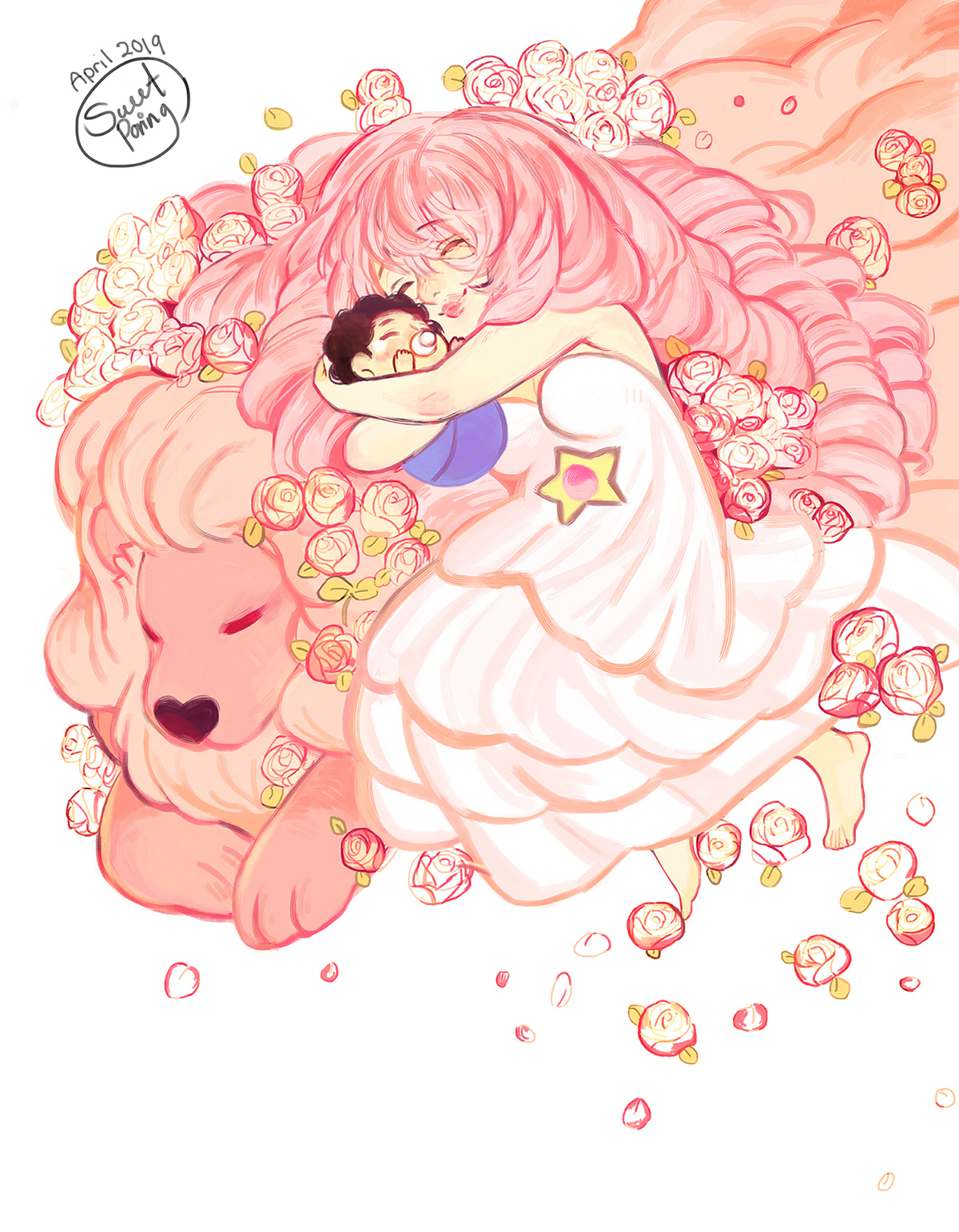 Rose and Steven from Steven Universe inspired by the original soundtrack "Rose's Fountain".