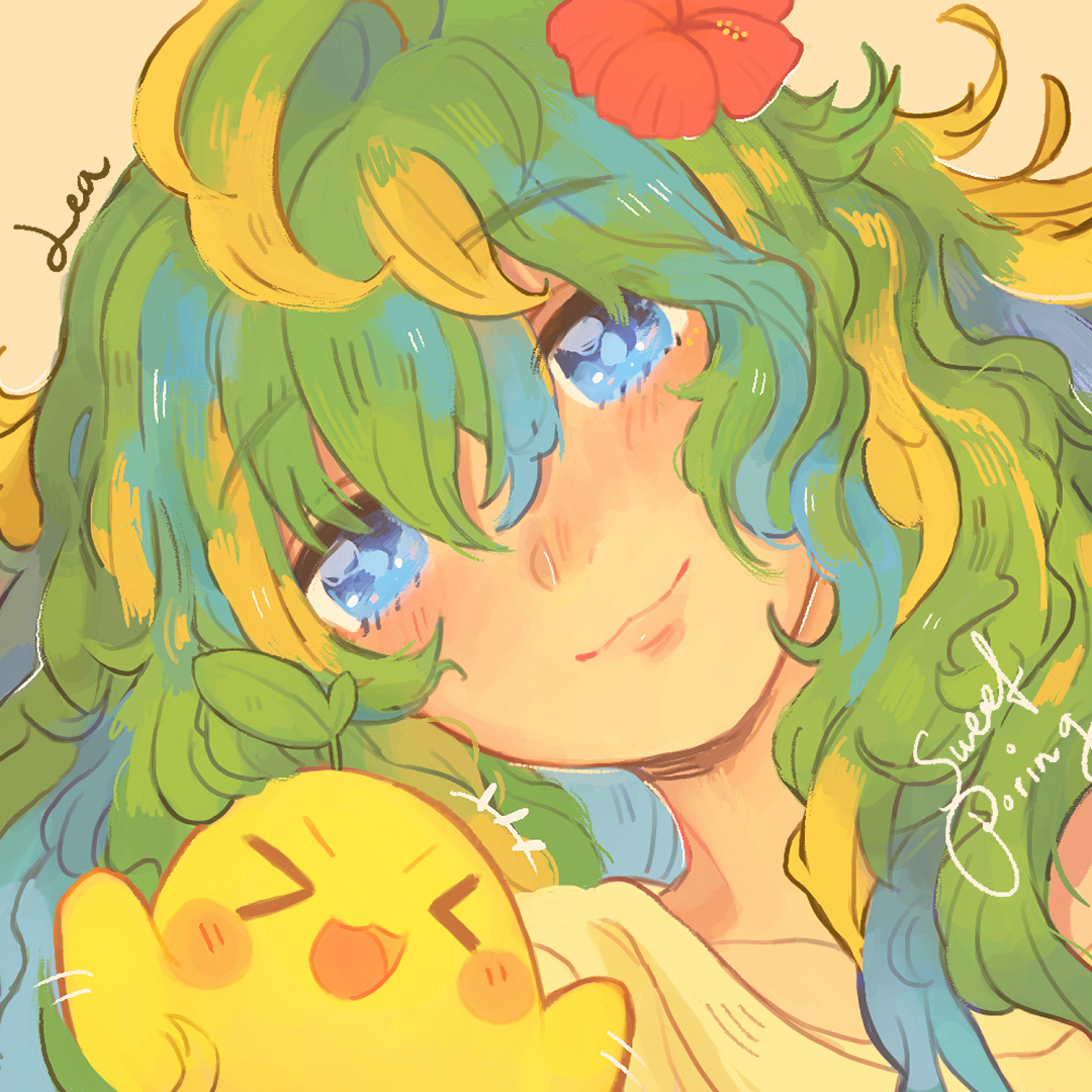 Original Character artwork - Lea and her forest spirit.